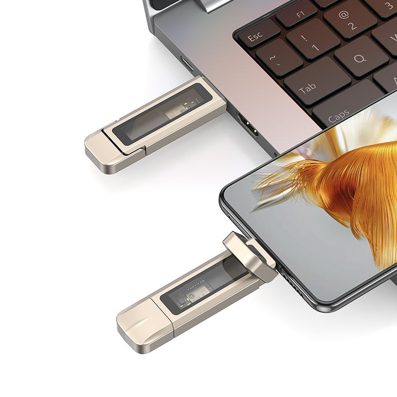 USAMS High-Speed 5G OTG USB Flash Drive Aluminum Alloy Dual Ports 2TB to 128GB (2) 5G OTG USB Flash Drive