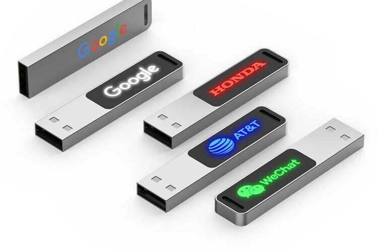 Metal USB flash drive with LED logo